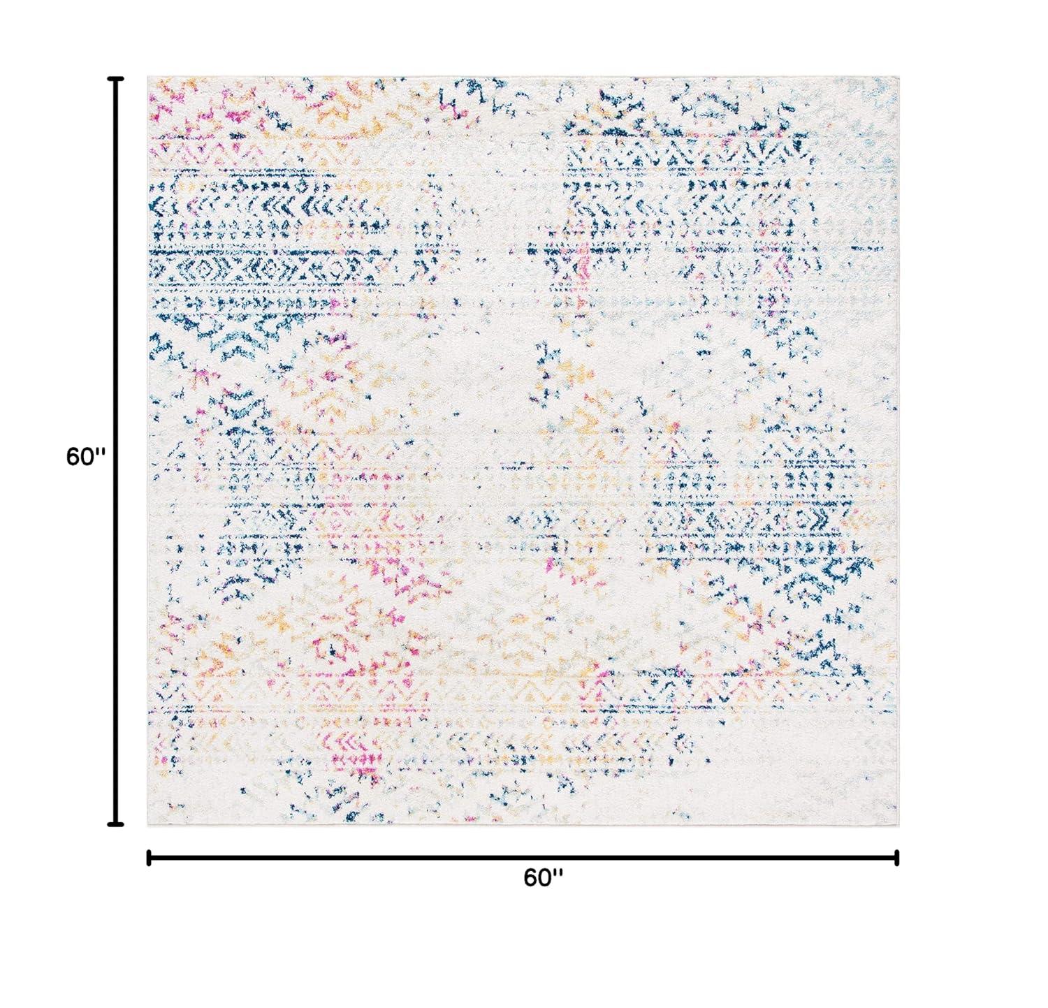 Tulum TUL272 Power Loomed Indoor Area Rug - Ivory/Blue - 5'x5' - Safavieh