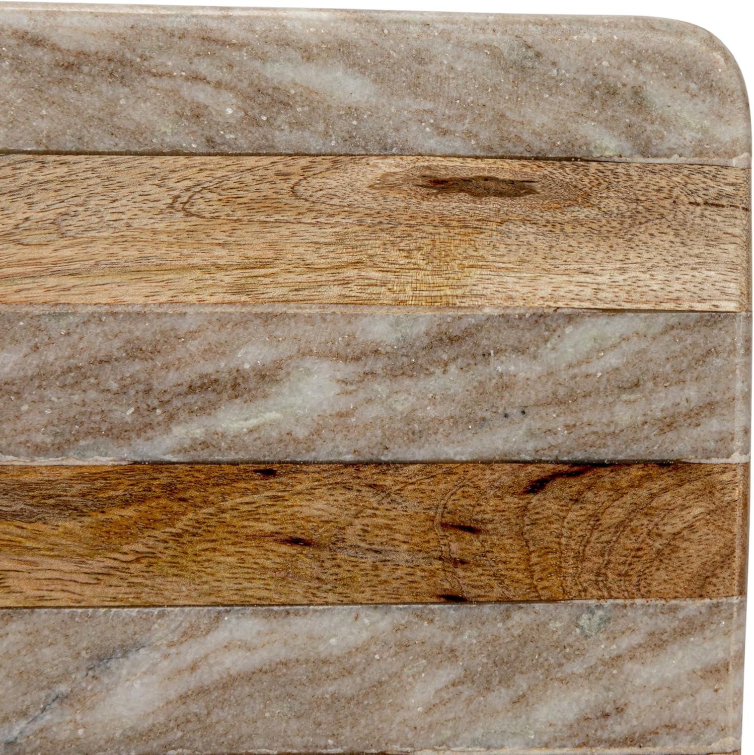 Beige Marble and Mango Wood Rectangular Cheese Board