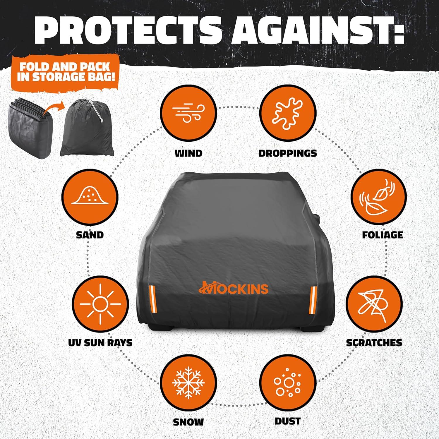 Mockins Heavy Duty Large SUV Car Cover - 200"x75"x75" - 250g PVC Cotton Lining