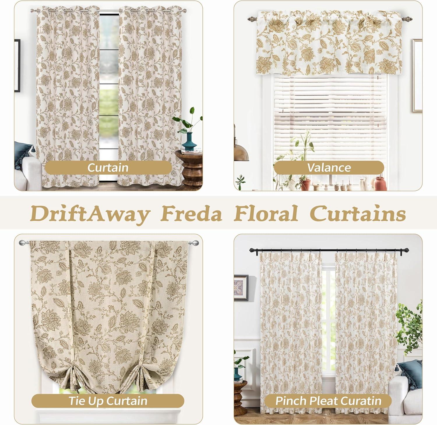 DriftAway Freda Jacobean Floral Linen Blend Lined Thermal Insulated Room Darkening Blackout Grommet Window Curtains 2 Layers 2 Panels Each 52 Inch by 63 Inch Taupe Beige