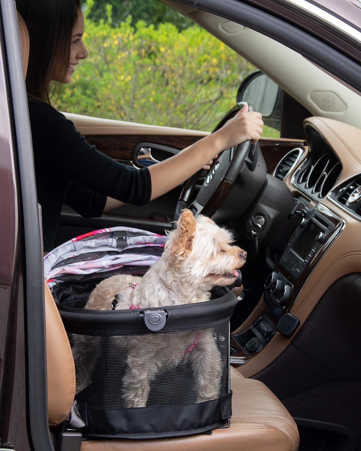 Floral Gray Soft-Sided Small Dog Carrier with Mesh Ventilation