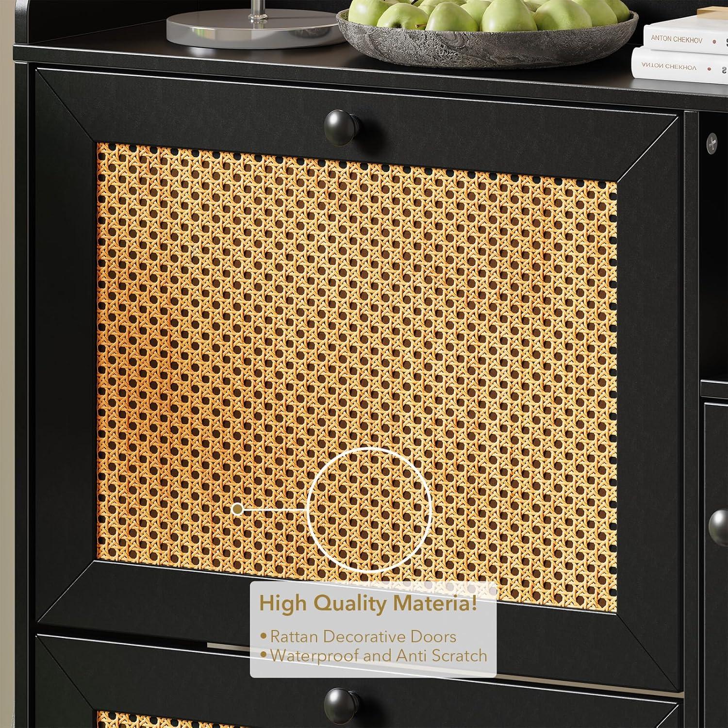 TROPOW Gabinete de Almacenamiento de Zapatos, Gabinete de Zapatos de 3 Niveles con Cajones Abatibles, Organizador de Almacenamiento de Zapatos Estrecho Independiente con Estantes Ajustables, Gabinete de Zapatero para Entrada, Cerca en la Parte Superior, Retro