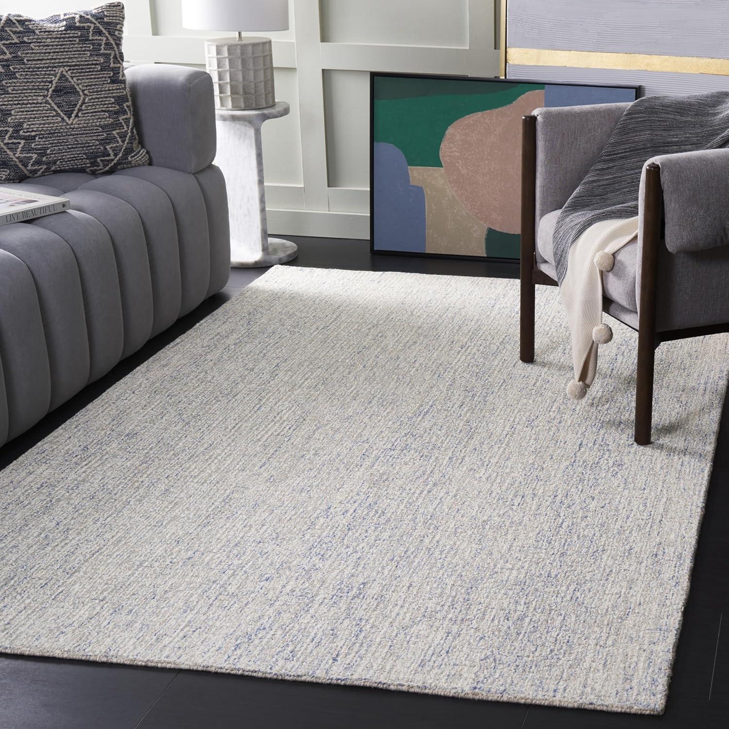 Abstract ABT471 Handmade Indoor Area Rug - Ivory/Blue - 4'x6' - Safavieh