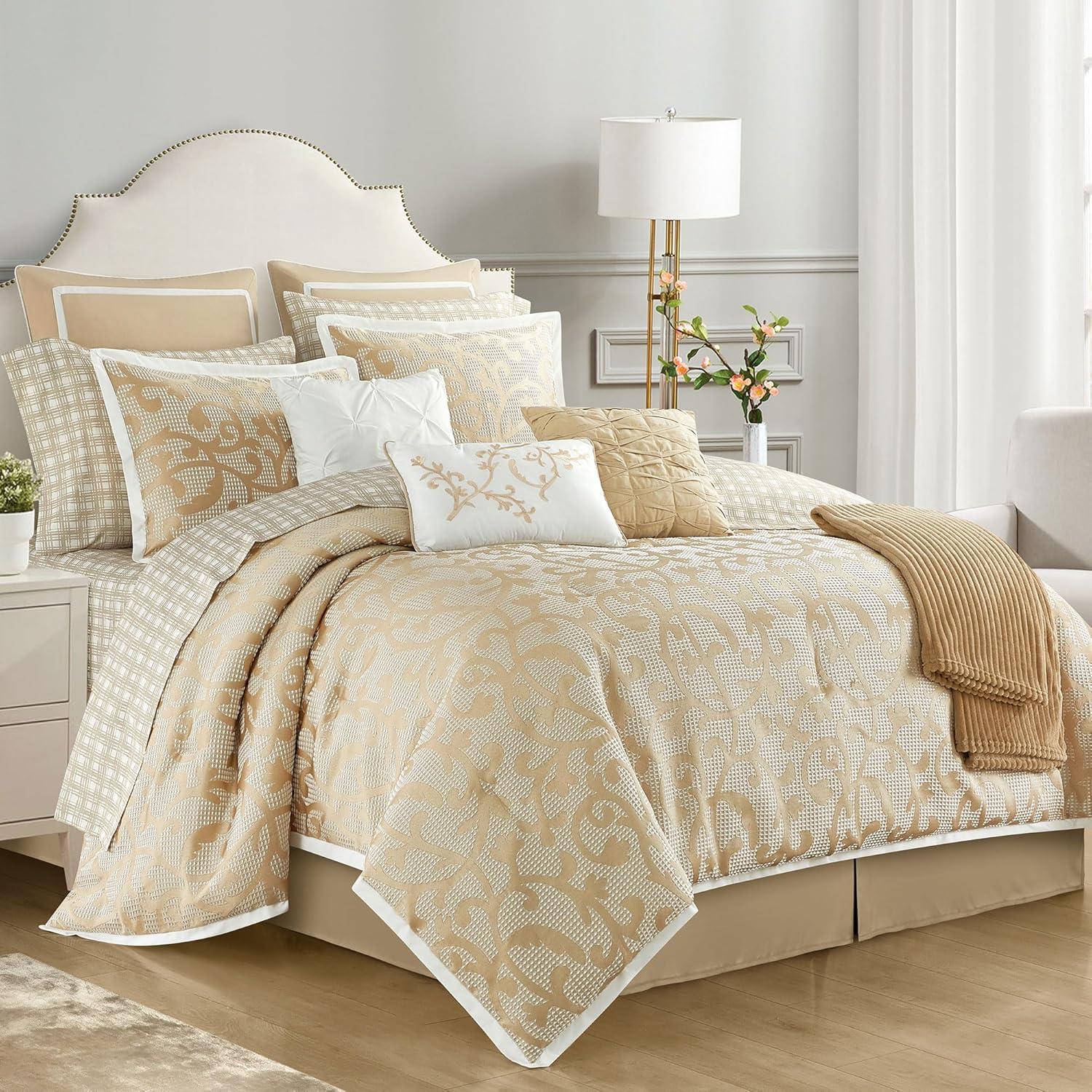 Nanshing America, Inc Janella 14 Piece Luxury Glam Comforter Set