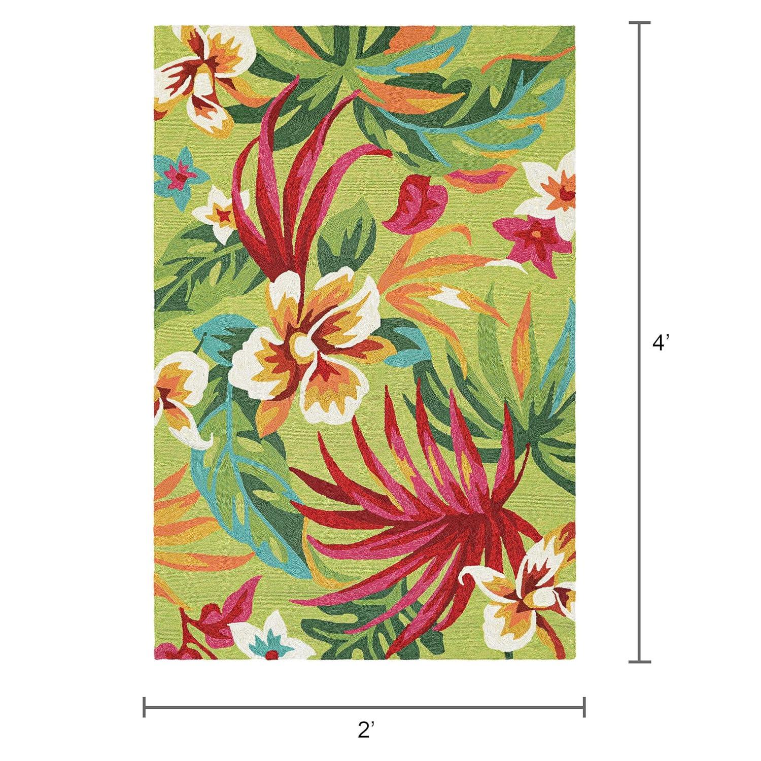 Couristan Covington Painted Fern Indoor/Outdoor Area Rug, 2' x 4', Fern-Red