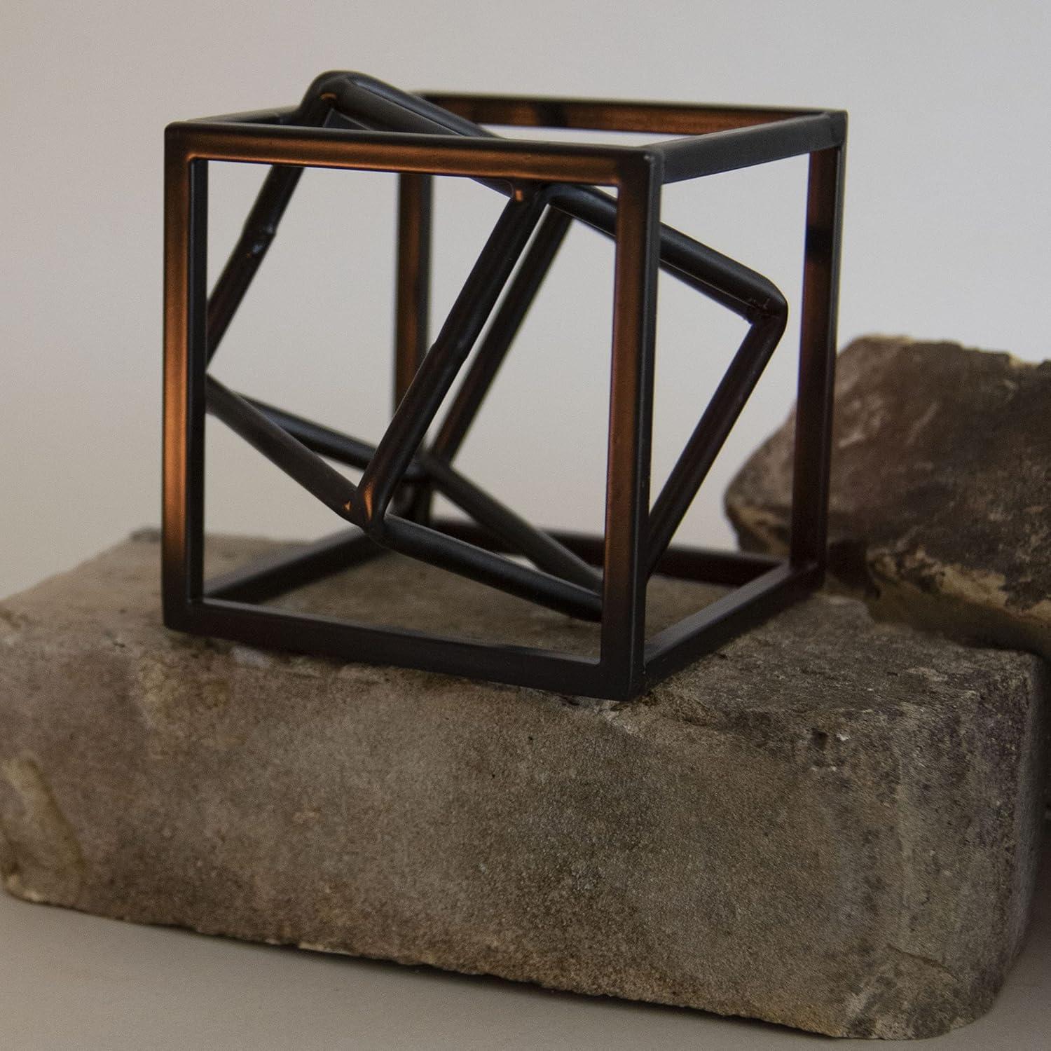 Black Modern Cube Metal Decorative Sculpture - Foreside Home & Garden