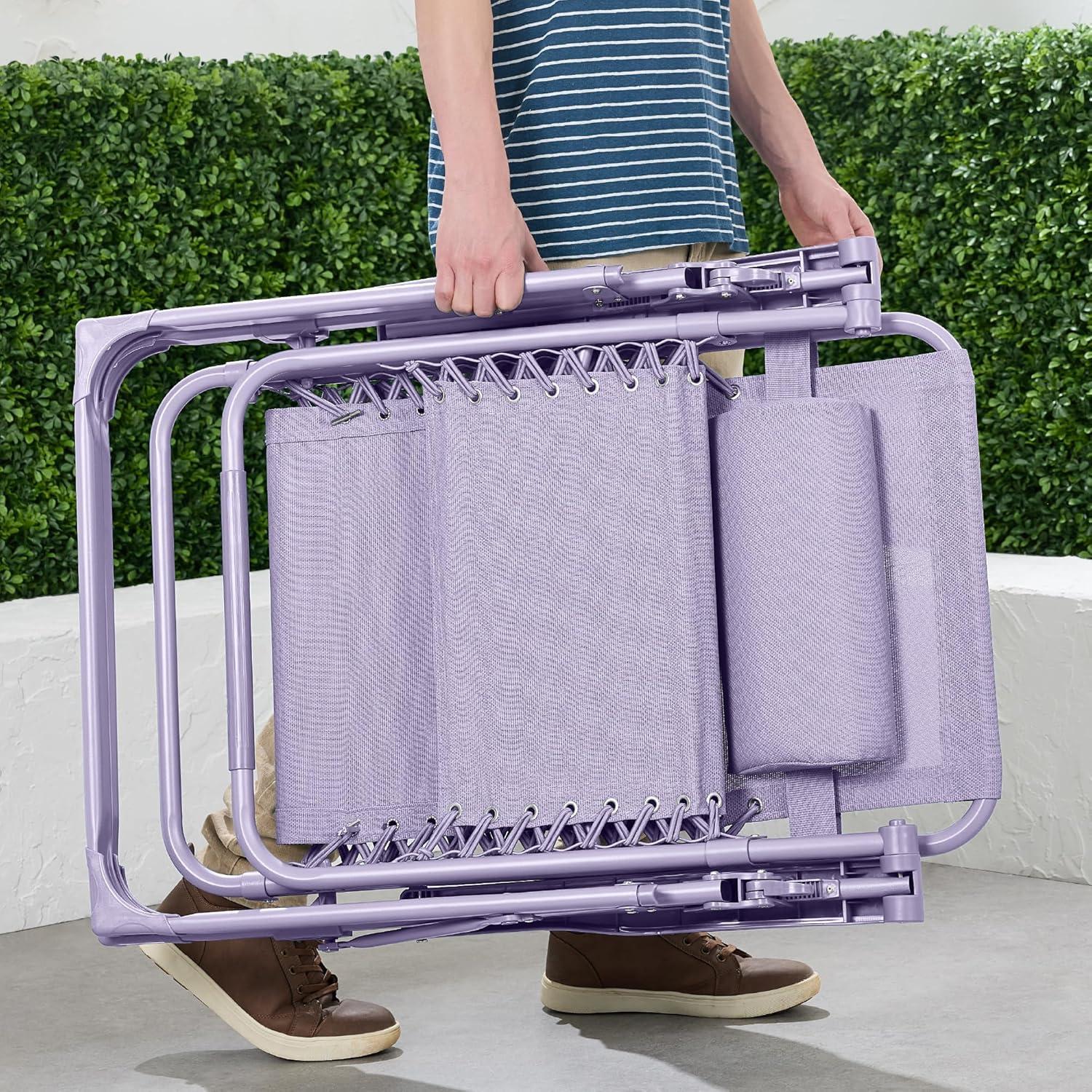 Best Choice Products Monochromatic Zero Gravity Chair, Folding Patio Recliner w/Side Tray, Headrest - Lavender