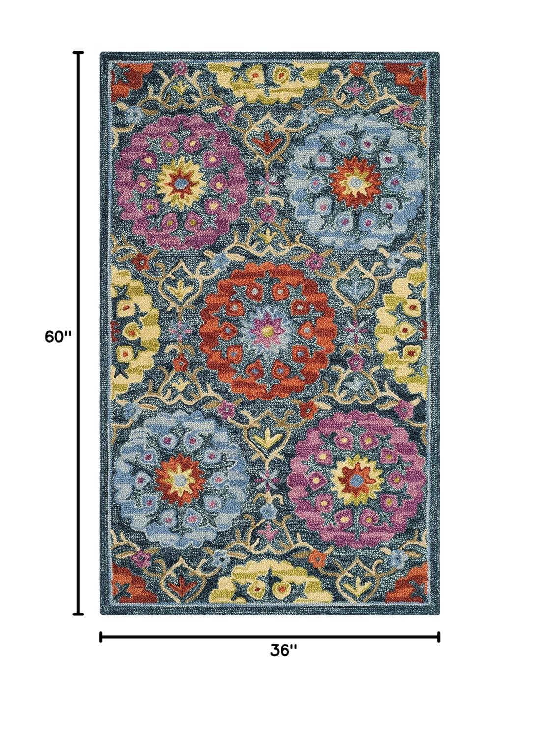 Suzani SZN328 Hand Hooked Indoor Accent Rug - Blue/Multi - 3'x5' - Safavieh.