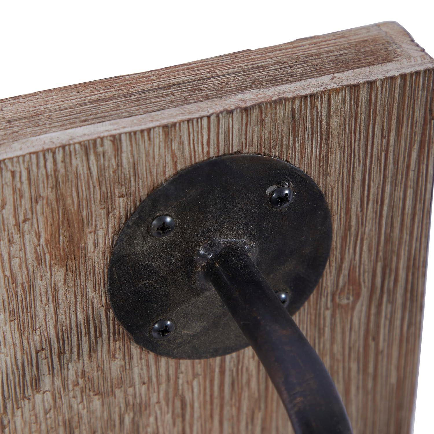 DecMode Industrial Metal Wall Sconce with Wood Backplate and Iron Cage, 6"W x 11"H Features Rustic Brown Finish