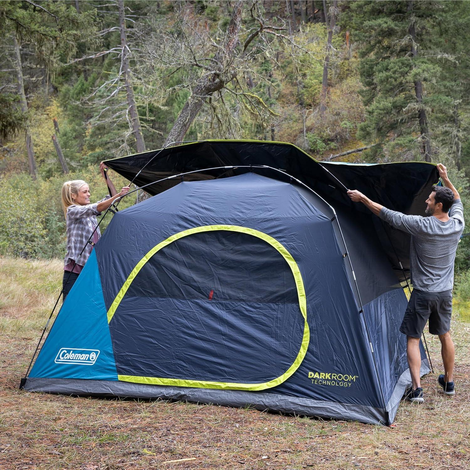 Open Box Coleman Skydome 4 Person Camping Tent with Dark Room Tech, Multicolor