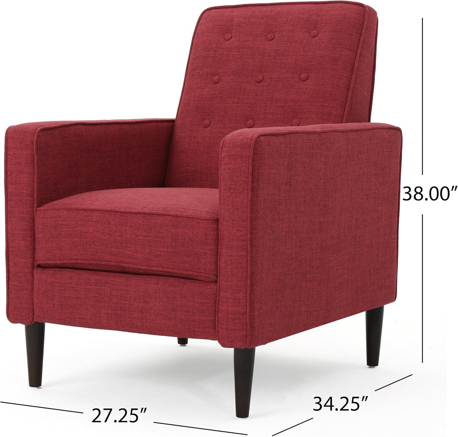 Mervynn Mid-Century Recliner - Modern Red - Christopher Knight Home: Upholstered Polyester, Hardwood Frame, 250lb Capacity