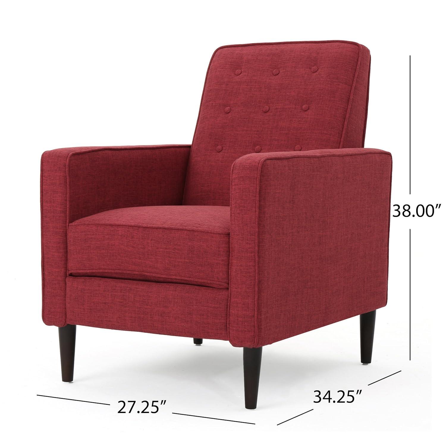 Mervynn Mid-Century Recliner - Modern Red - Christopher Knight Home: Upholstered Polyester, Hardwood Frame, 250lb Capacity
