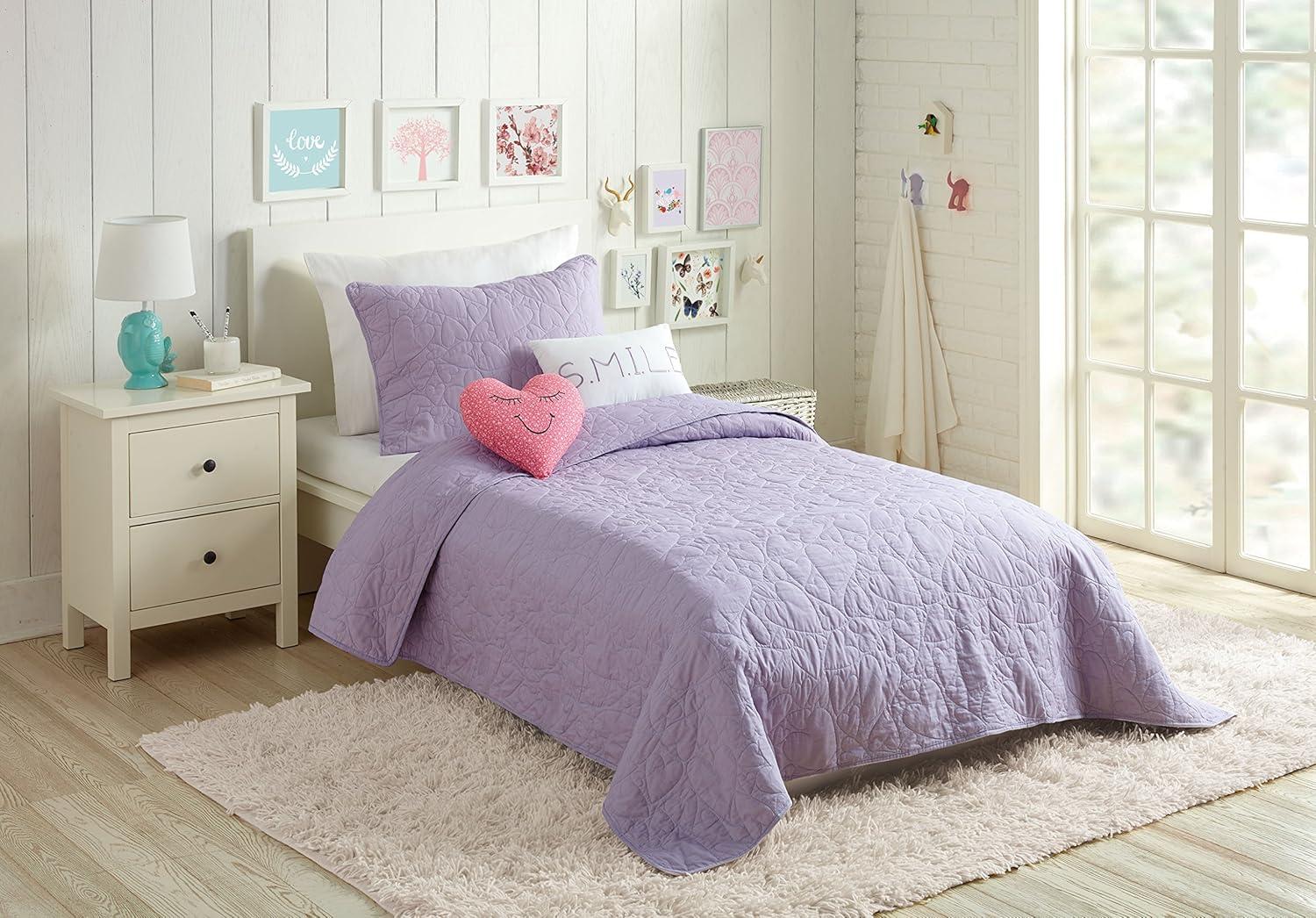 Heart 4-Piece 100% Cotton Twin Quilt Set