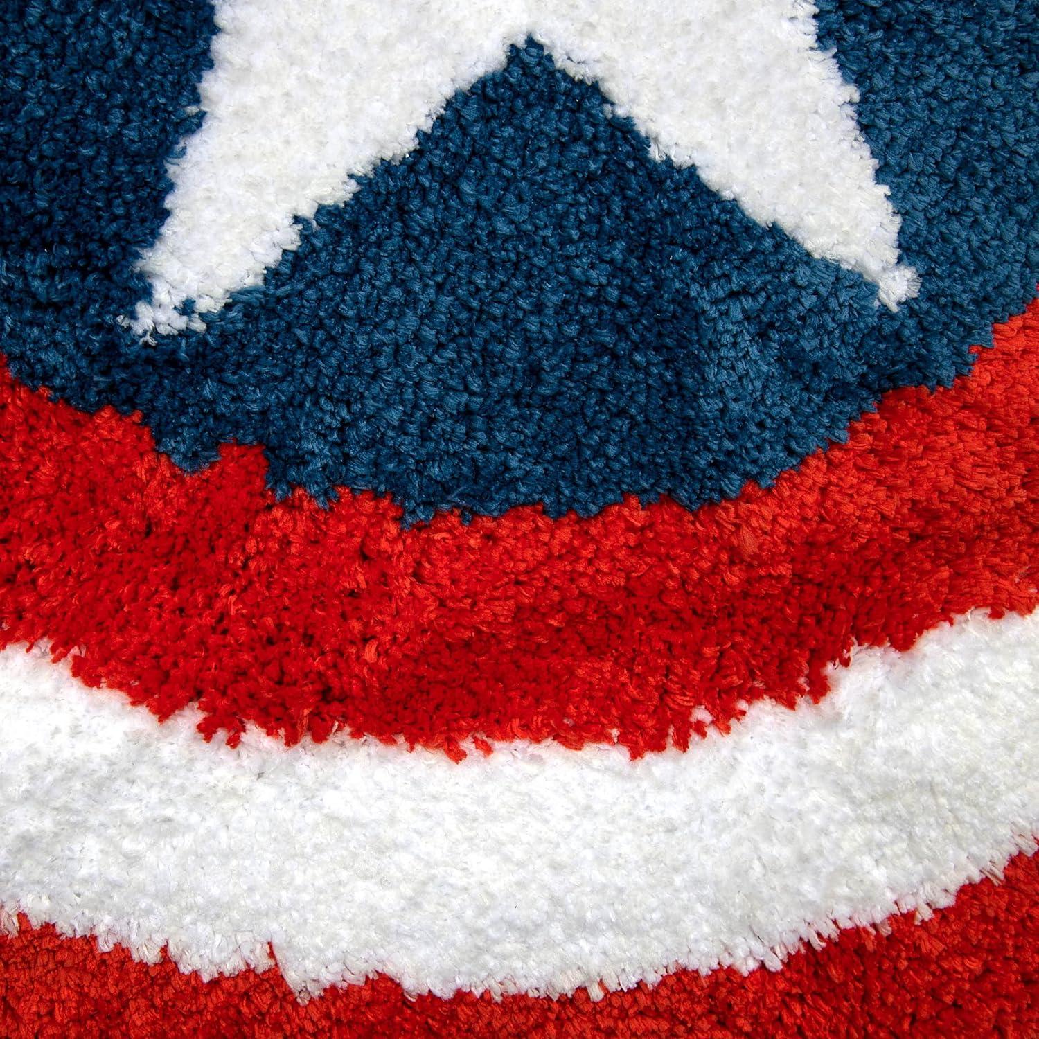 Marvel Avengers Captain America Shield 20"x30" 1 Pack Red, White and Blue Bath Rug, 100% Microfiber