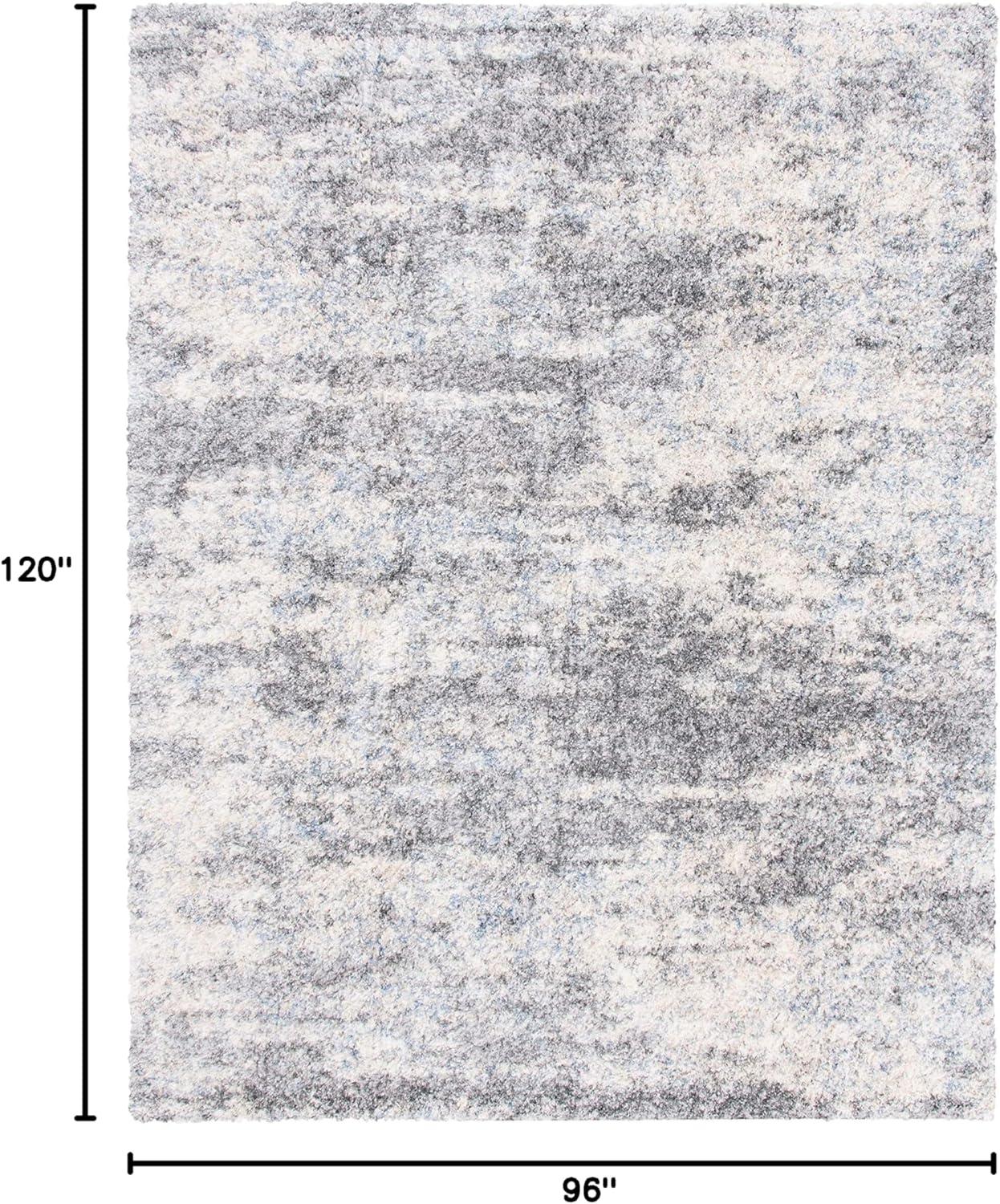 SAFAVIEH Berber Harold Abstract Plush Shag Area Rug, Grey/Cream, 8' x 10'