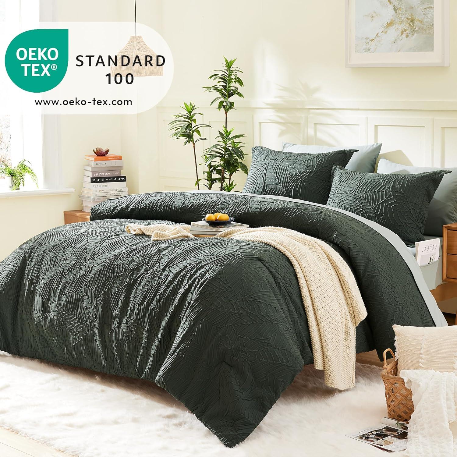 Dark Green Queen Microfiber Bed in a Bag Set