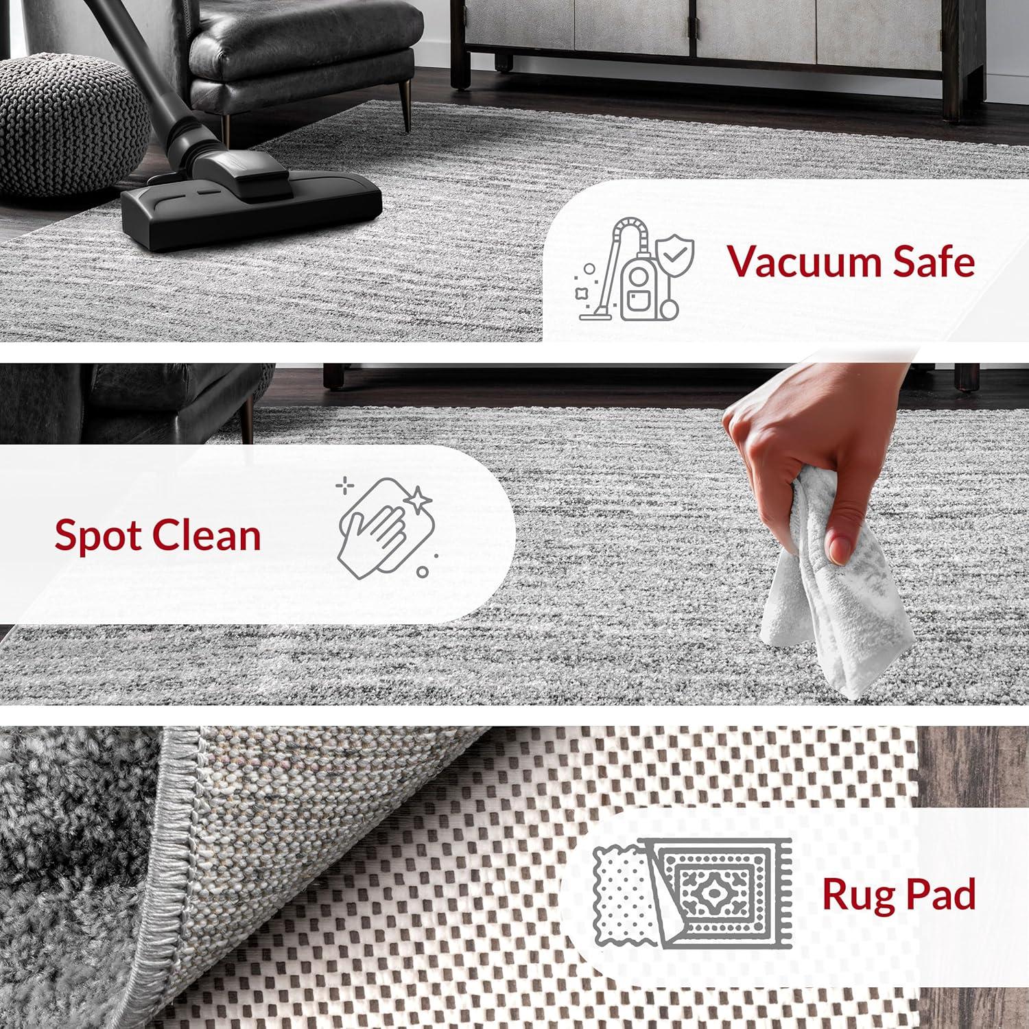 Gray Abstract Square Synthetic Easy Care Area Rug