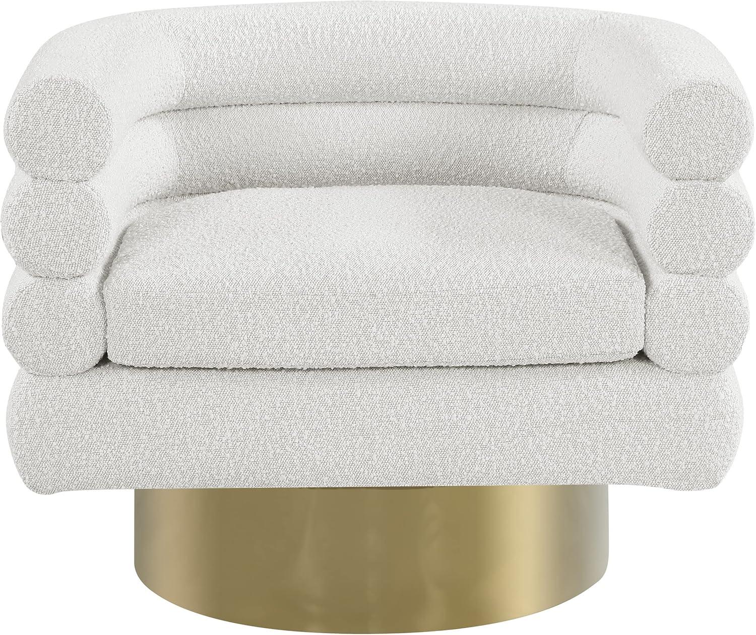 Meridian Furniture Tessa Cream Boucle Fabric Swivel Accent Chair