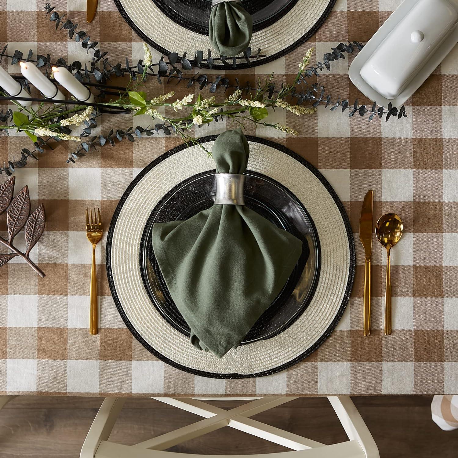 Design Imports CAMZ12420 60 x 120 in. Stone Buffalo Check Tablecloth