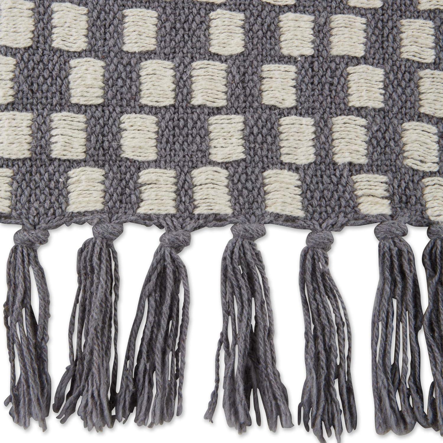 Laddha Home Designs Gray Checkered Weave Fringed Throw Blanket 50" x 60"