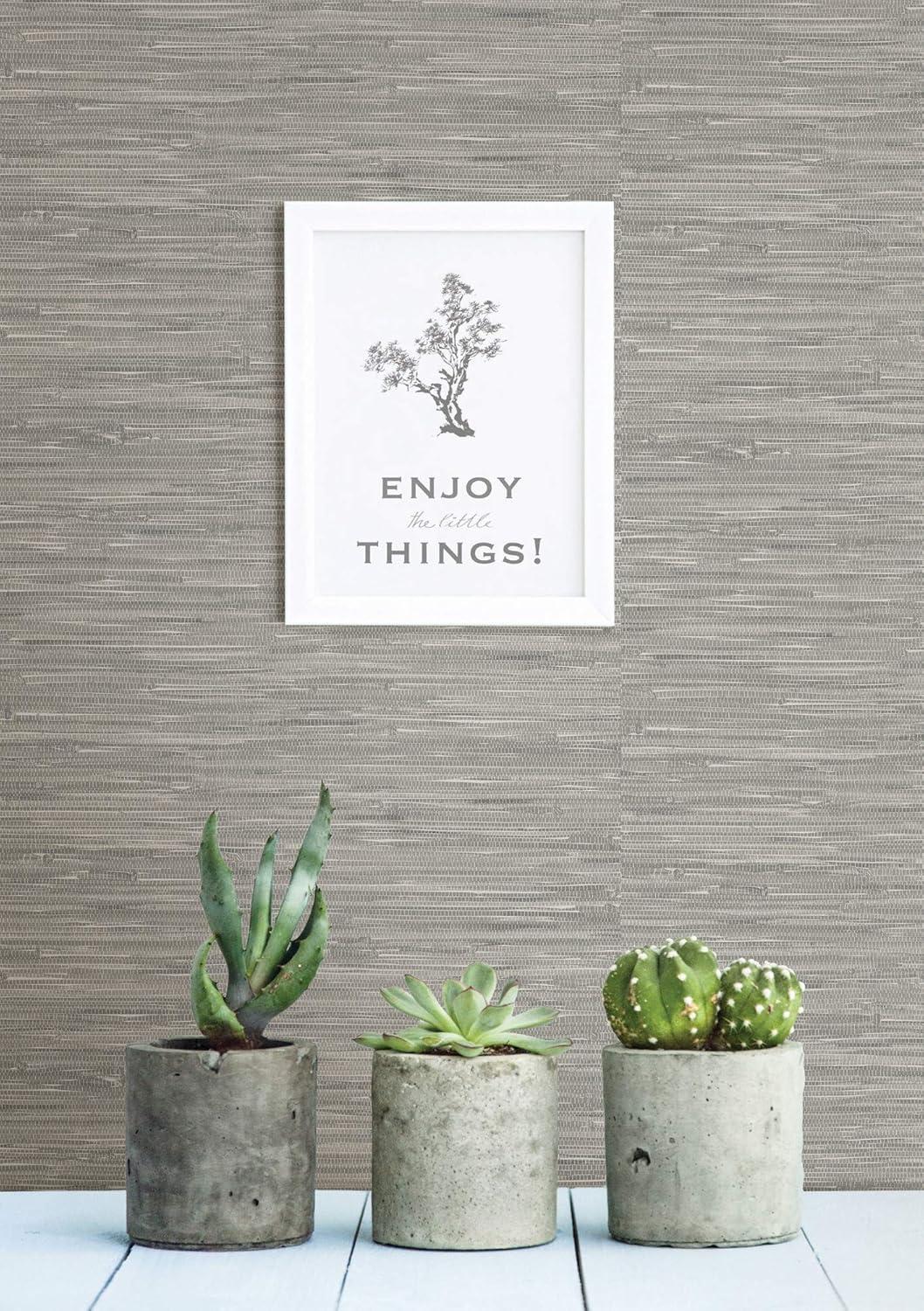 NuWallpaper Tibetan Grasscloth Peel & Stick Wallpaper Gray