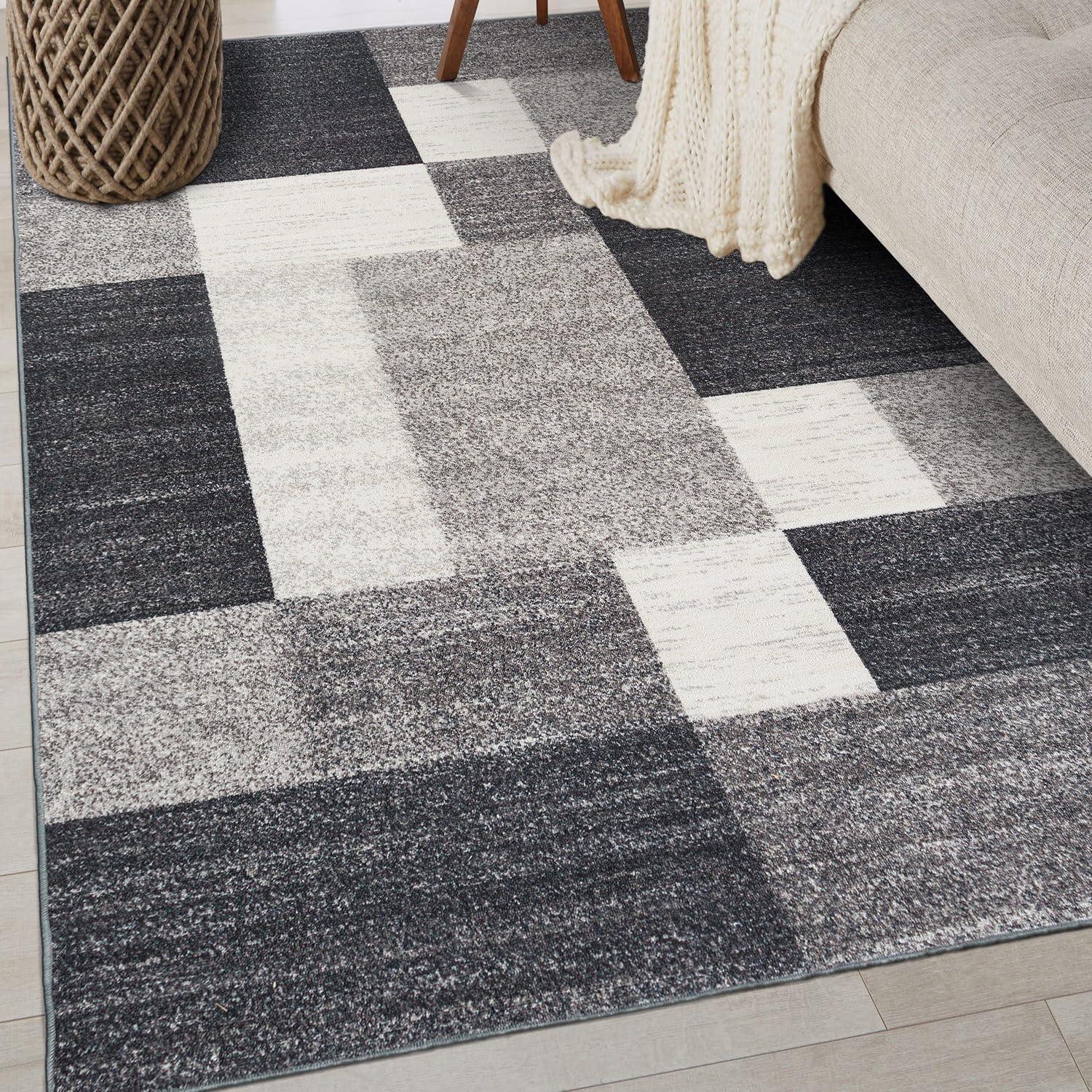 World Rug Gallery Modern Boxes Design Non-slip (Non-skid) Area Rug