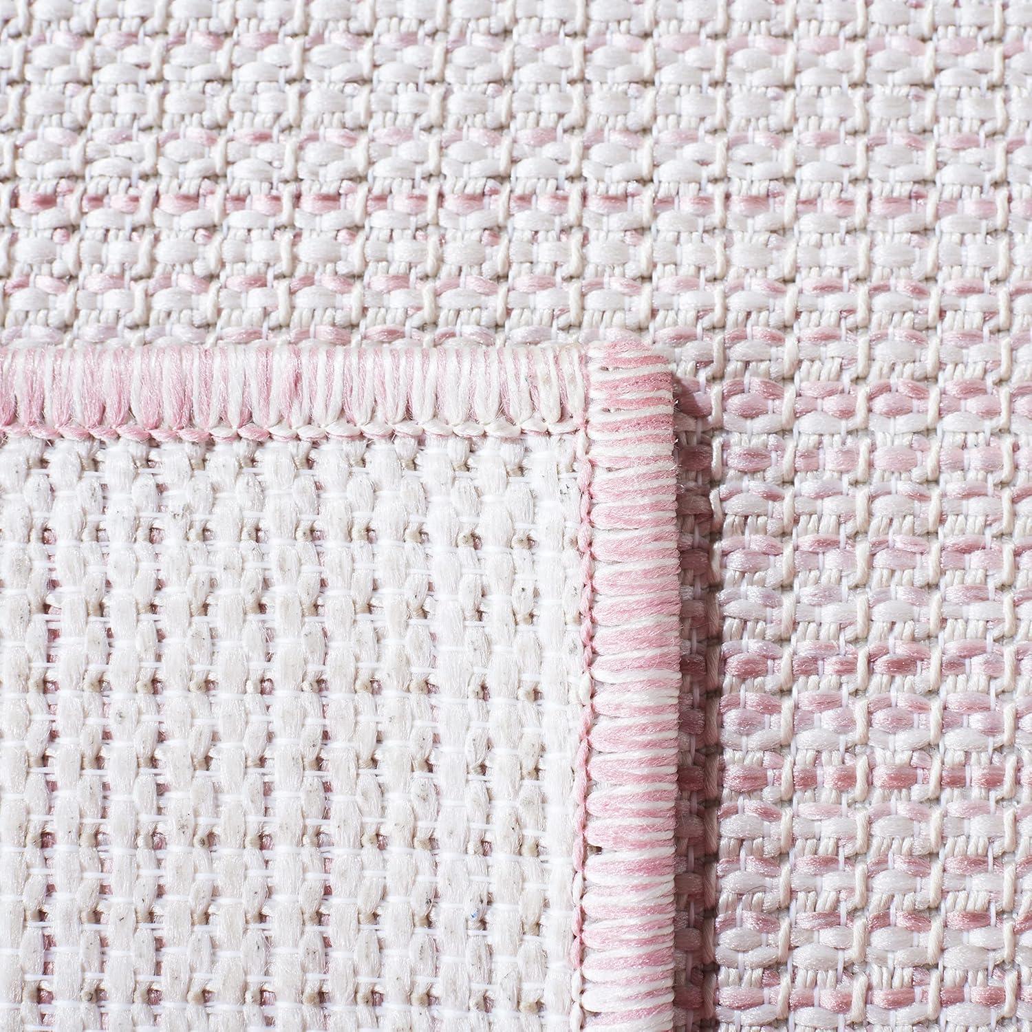 Hampton HTN231 Power Loomed Indoor/Outdoor Area Rug - Light Pink - 5'1"x7'6" - Safavieh.