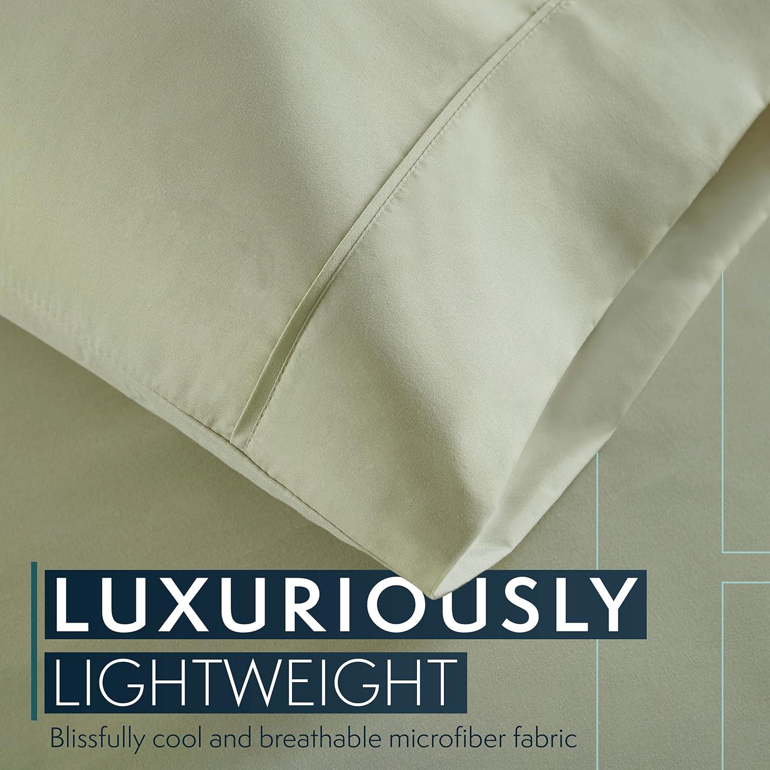 Hotel Luxury Bed Sheet & Pillowcase 4 Piece Set 1800 Series Egyptian Quality, Double Brushed Microfiber, King, Sage