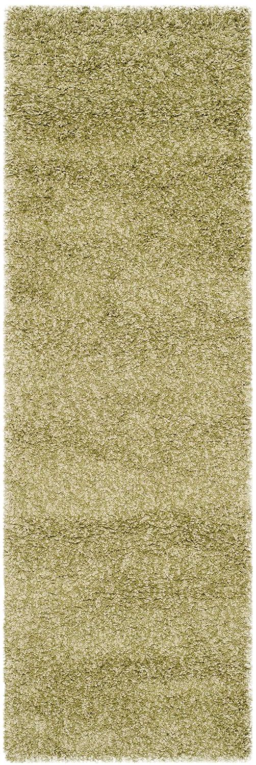California Shag SG151 Power Loomed Indoor Runner Rug - Green - 2'3"x9' - Safavieh