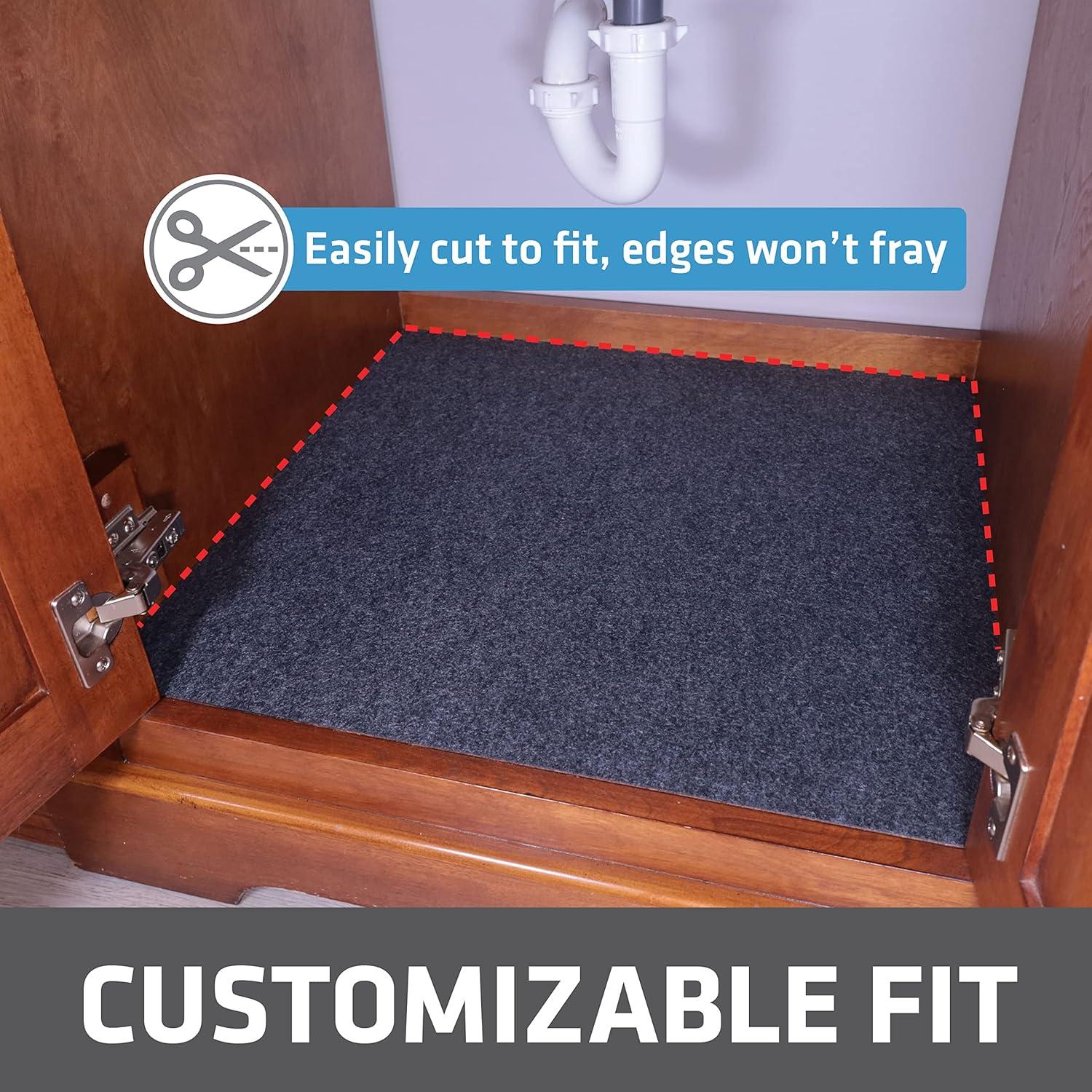 Premium Under Sink Mat, Shelf & Drawer Liner For Kitchen & Bath - Absorbent, Waterproof, Trimmable