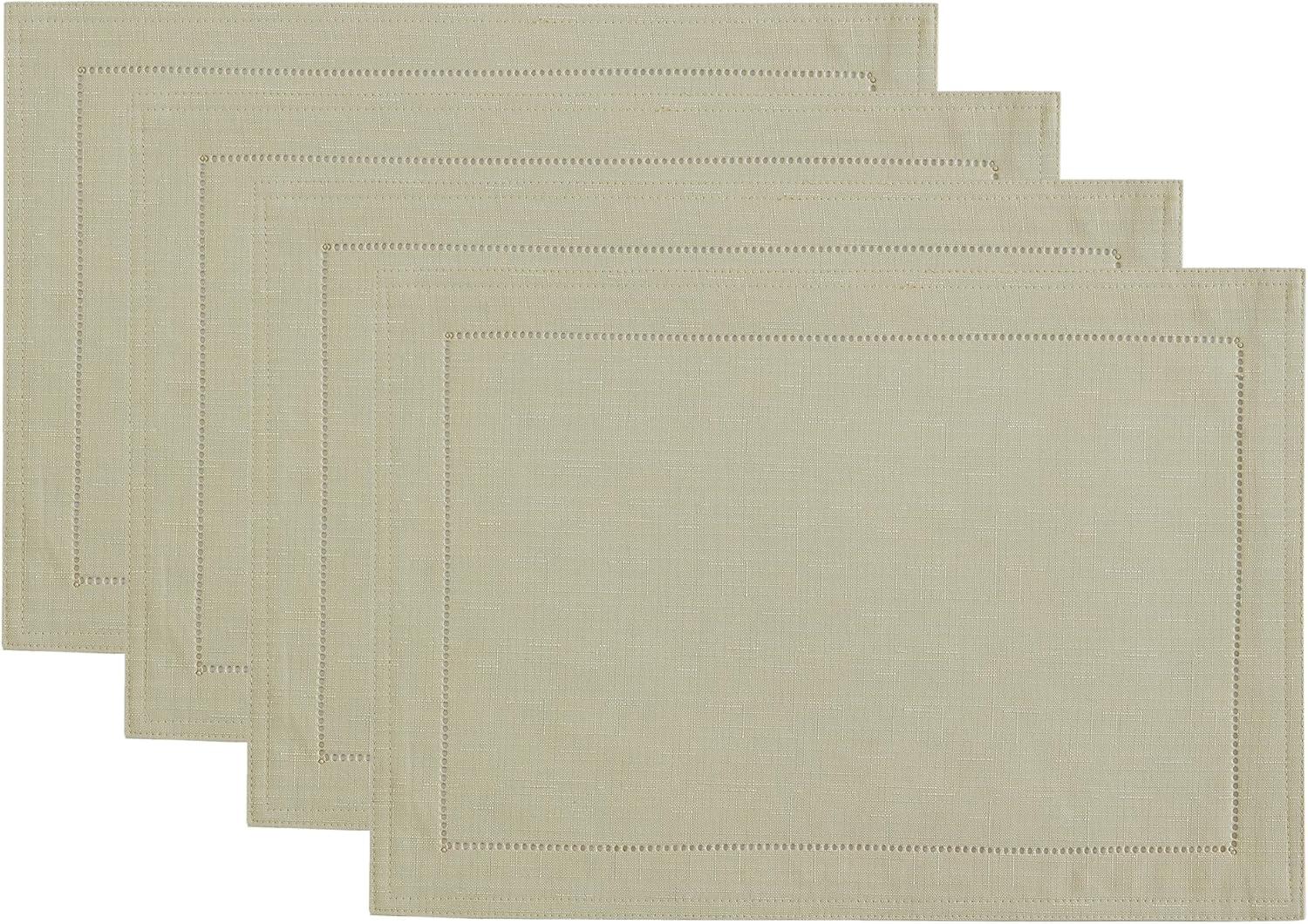 Fog Gray Polyester Eyelet Border Placemats, Set of 4, 13"x19"