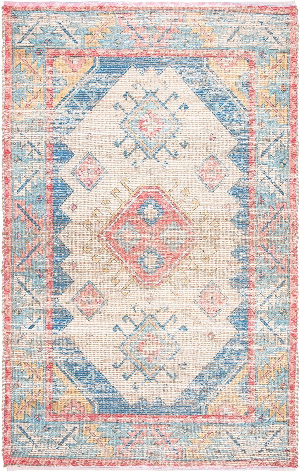 Coastal Breeze Blue Cotton & Synthetic 5' x 8' Reversible Area Rug