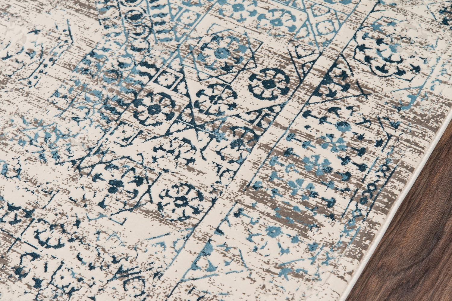 Juliet Transitional Blue Rectangular Rug with Silk-Like Accents, 2'x3'