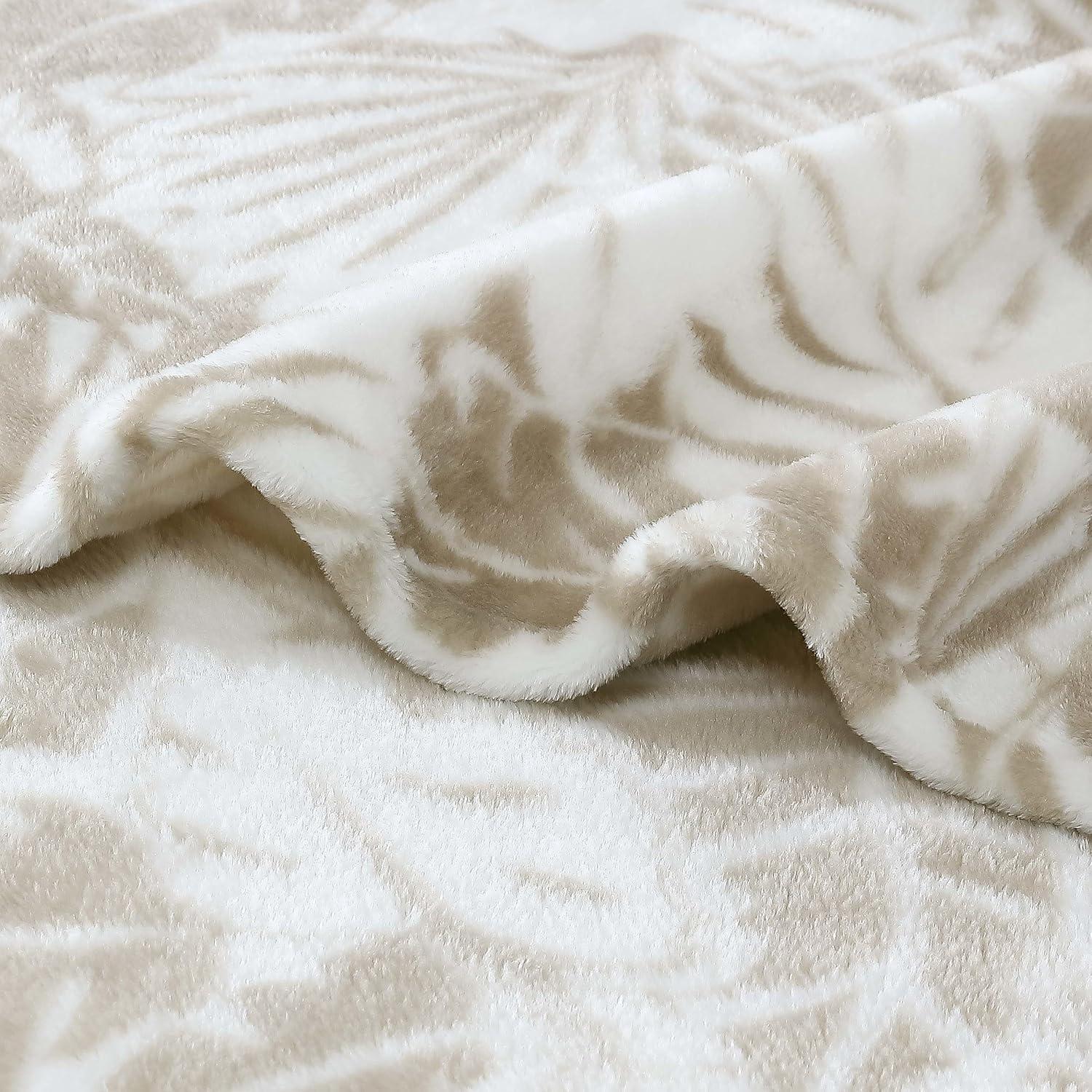 50"x70" Oversized Costa Blanca Throw Blanket Beige - Tommy Bahama: Reversible, Modern Fleece for All Ages