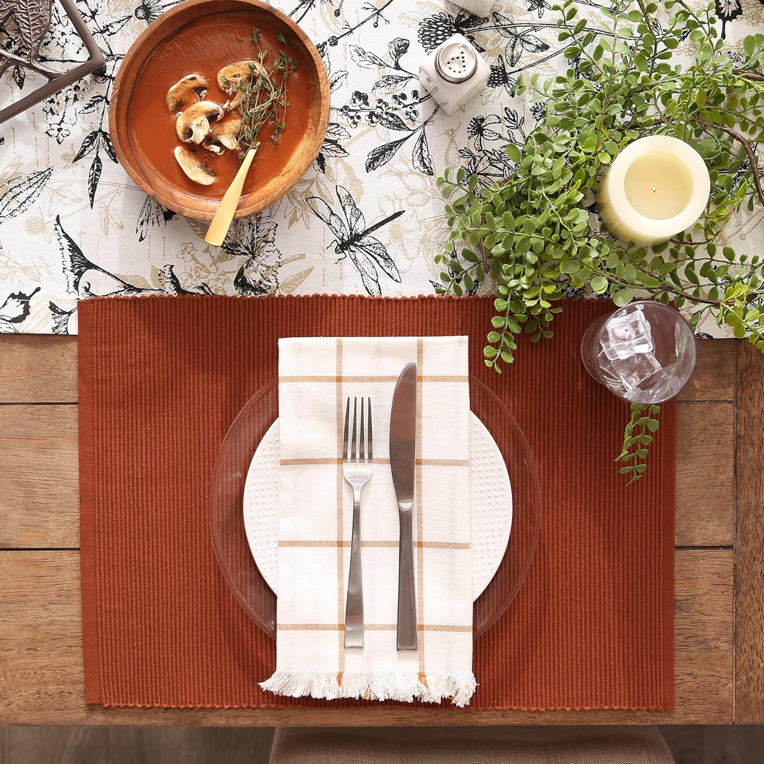 Cinnamon Ribbed Cotton Placemats Set of 6