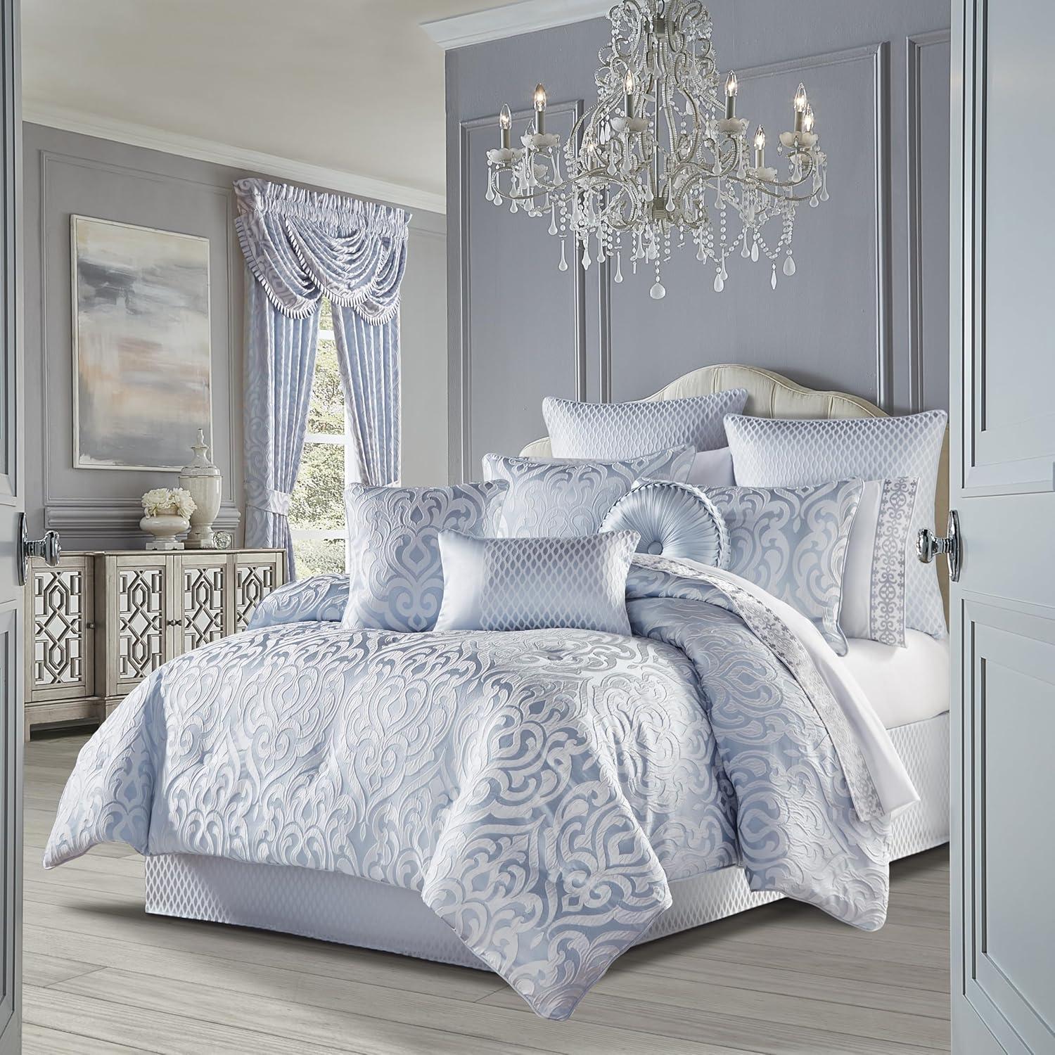 Powder Blue Woven Microfiber Queen Comforter Set