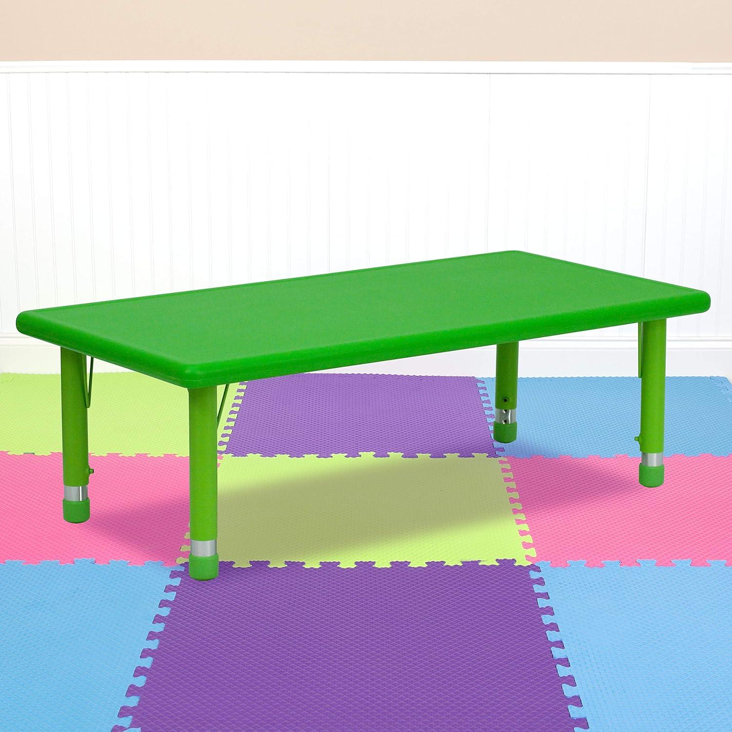 Emma and Oliver 24"W x 48"L Natural Plastic Adjustable Activity Table - School Table for 6