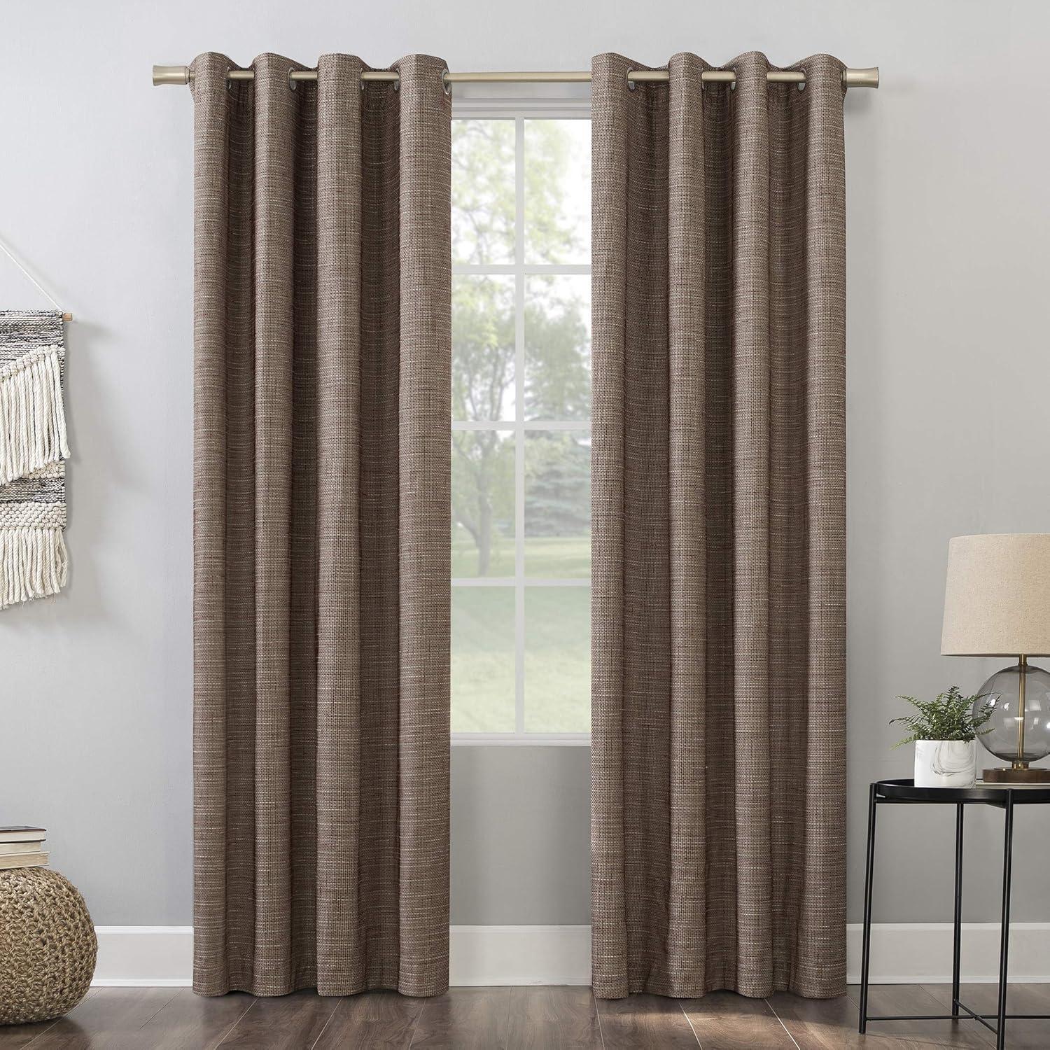 Burlap Weave Thermal Extreme 100% Blackout Grommet Curtain Panel