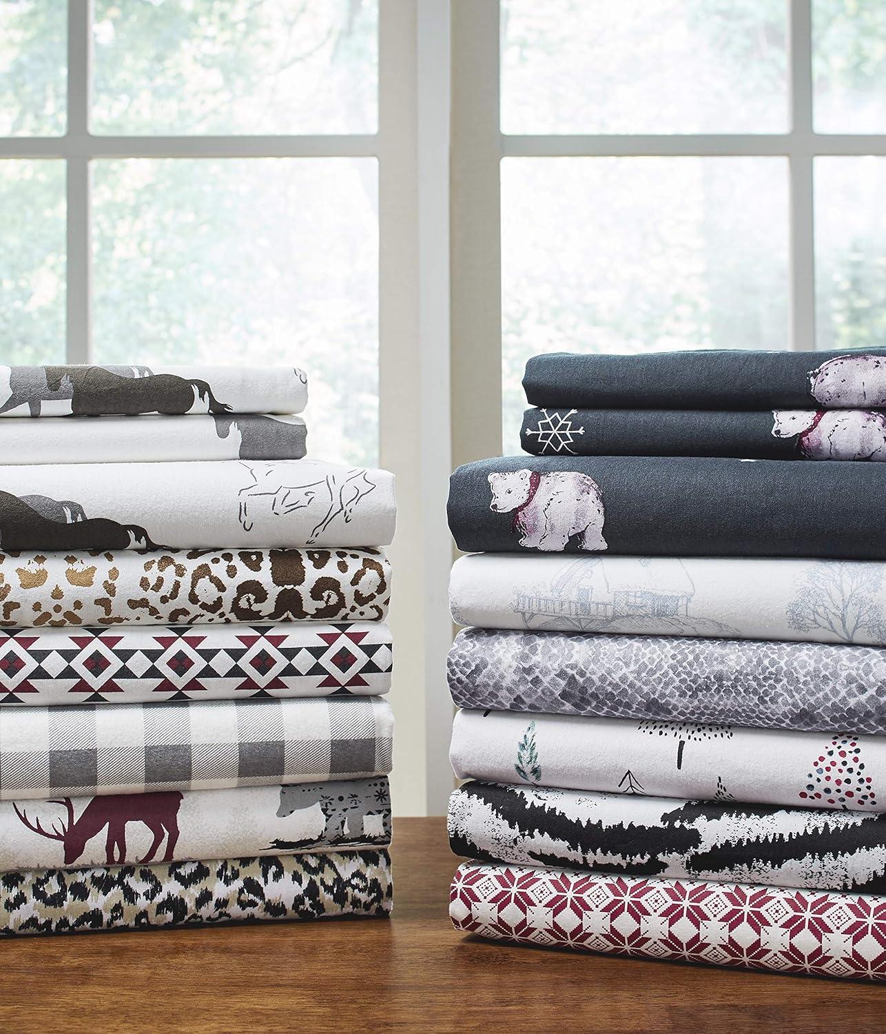 Pointehaven 180 GSM Cotton Flannel Sheet Set - Full, Zebra