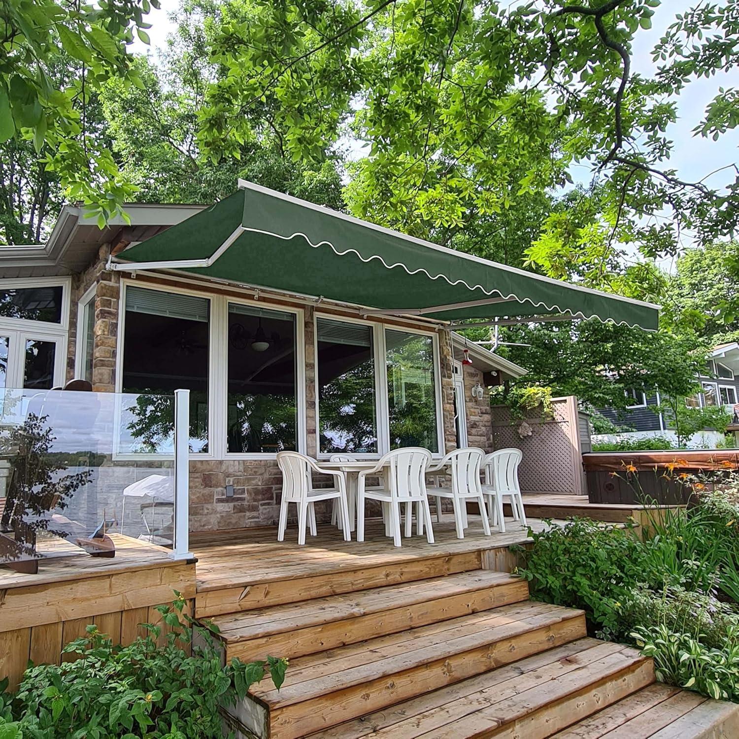 Motorized Retractable White Frame Patio Awning