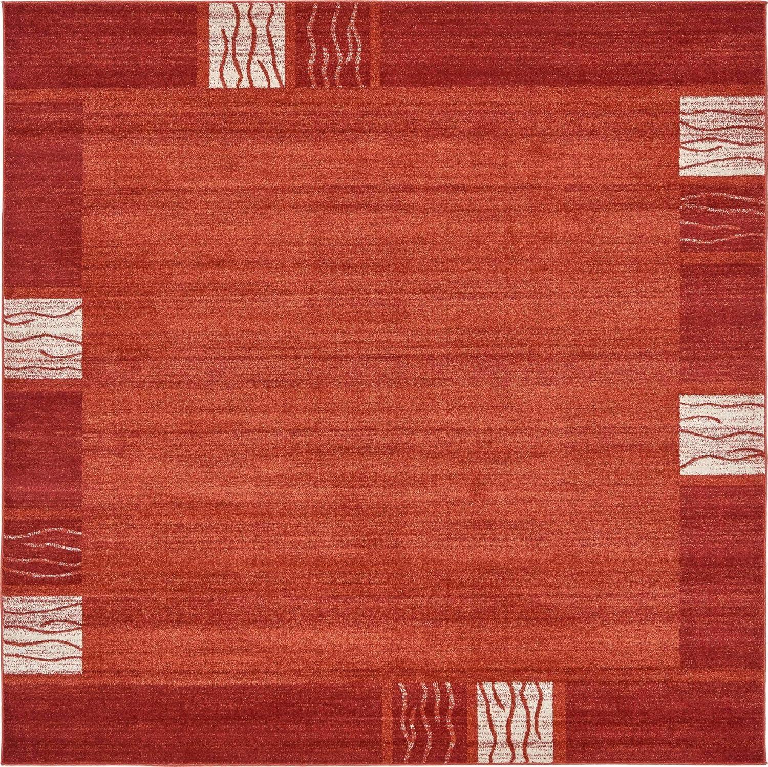 Unique Loom Del Mar Collection Area Rug - Sarah (7' 10" Square Terracotta/Rust Red)