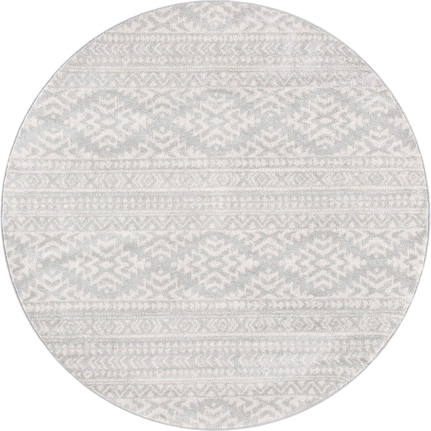 Tulum TUL272 Power Loomed Area Rug - Light Grey/Ivory - 3' round - Safavieh.
