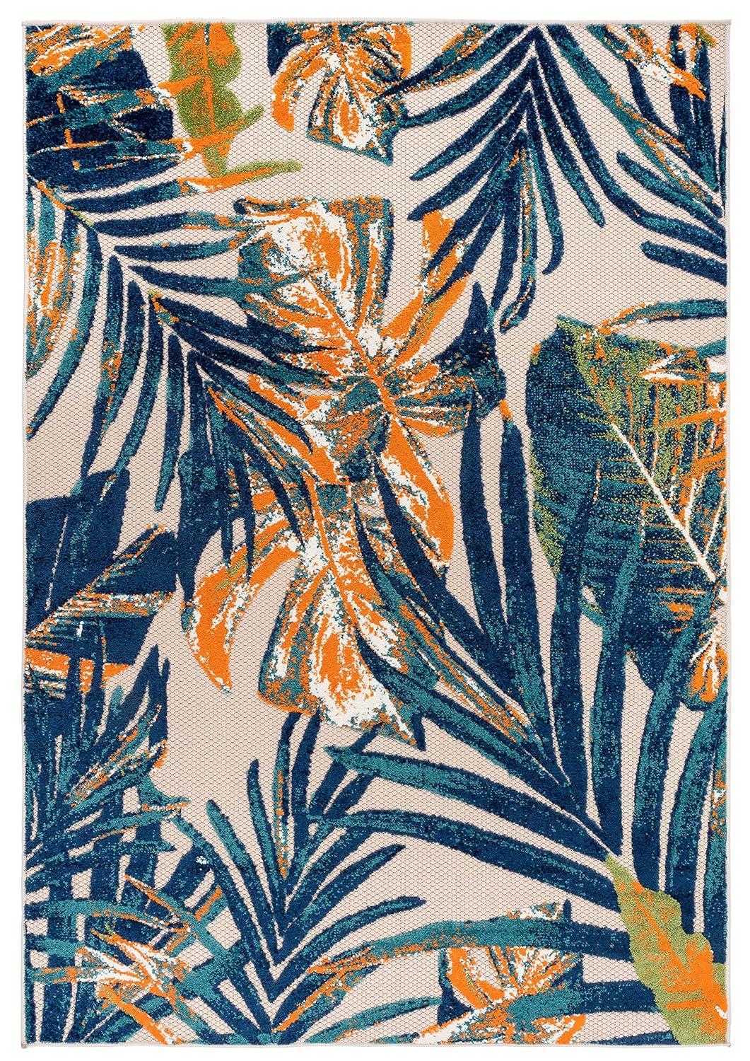 Rugshop Tropical Floral Leaves Indoor/Outdoor Area Rug Durable Polypropylene, Non-Shedding, Easy to Clean, Perfect for Patio, Backyard, Deck and Outdoor Lounge, High Traffic Areas, 3'3" x 5'