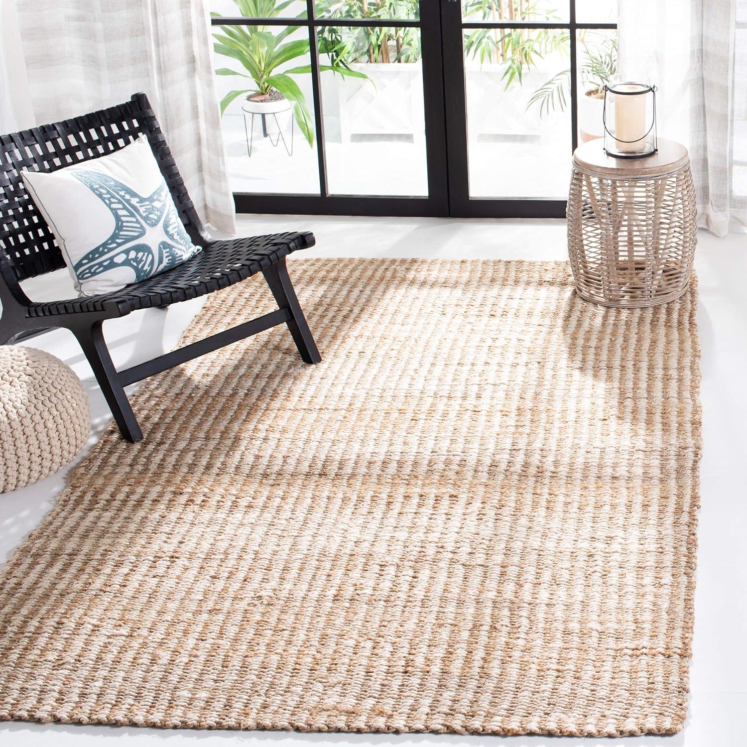 Hand-Knotted Coastal Ivory & Natural Jute Area Rug - 3' x 5'