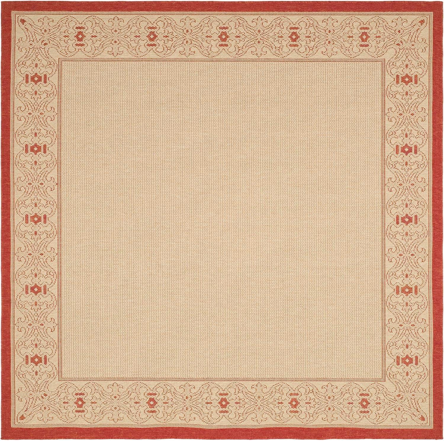 Courtyard CY2099 Power Loomed Indoor/Outdoor Area Rug - Natural/Red - 6'7"x6'7" - Safavieh.