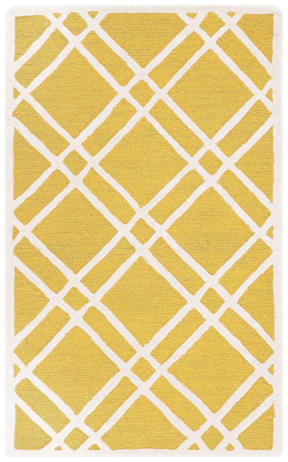 SAFAVIEH Cambridge Judy Geometric Wool Area Rug, Gold/Ivory, 2'6" x 4'