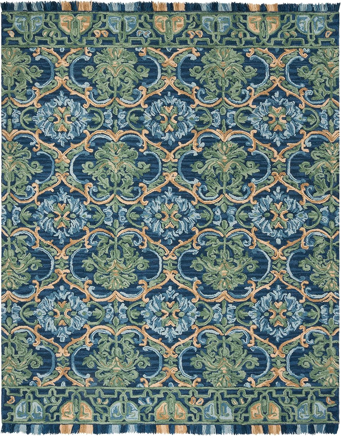 SAFAVIEH Blossom Abram Geometric Area Rug, Navy/Green, 11' x 15'
