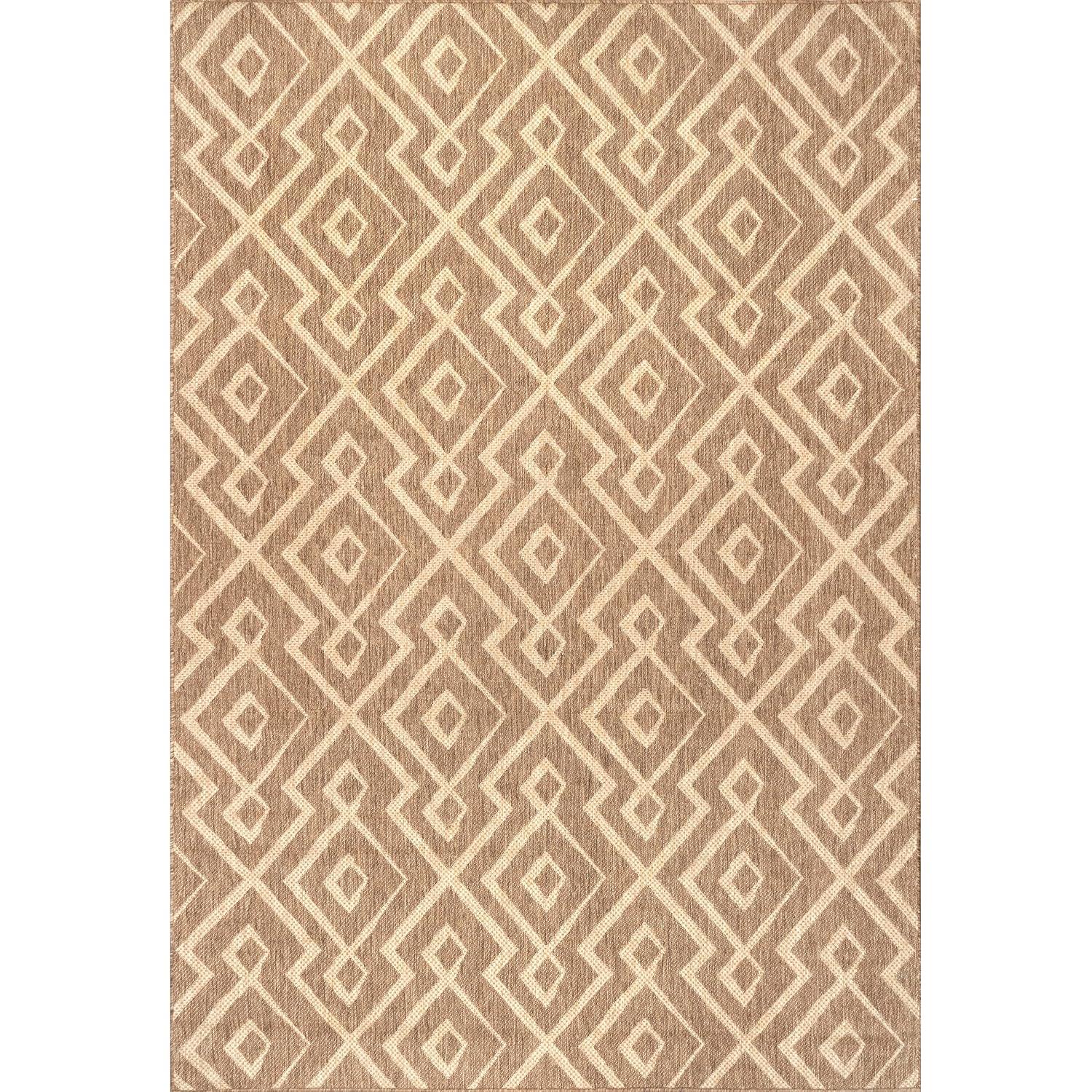 Nuloom Sammi Trellis 5x8 Indoor/Outdoor Area Rug for Living Room Patio Deck Front Porch Kitchen, Brown/Ivory
