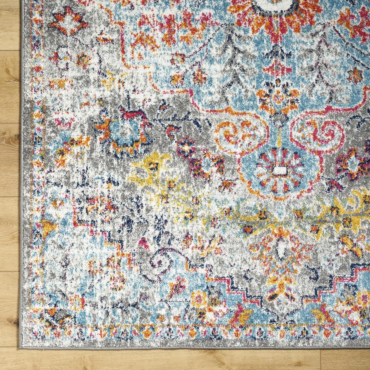 Livabliss Harput Vintage Medallion Area Rug,7'10" x 10'2",Aqua