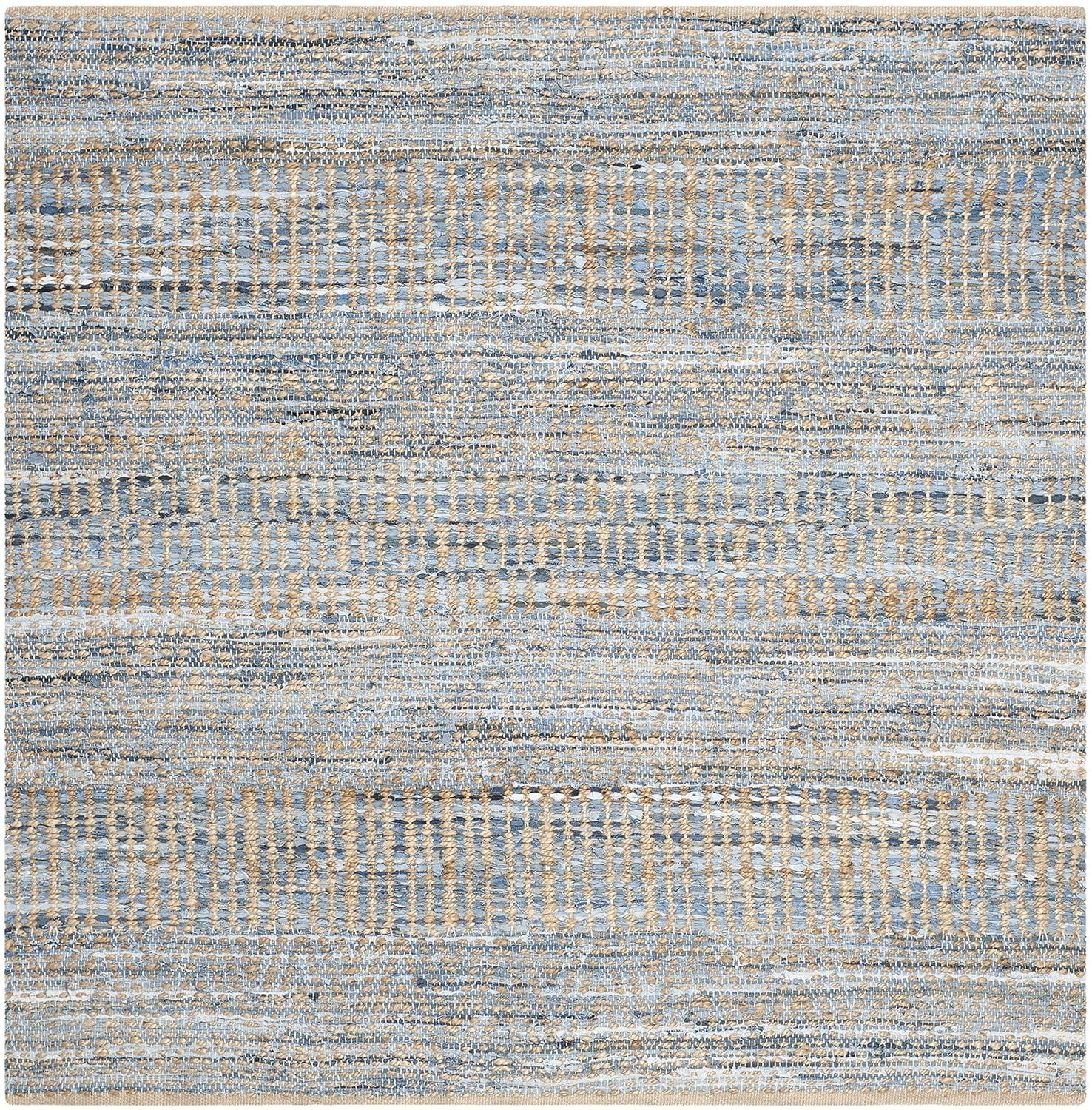 Cape Cod CAP353 Hand Woven Area Rug - Natural/Blue - 4'x4' - Safavieh.